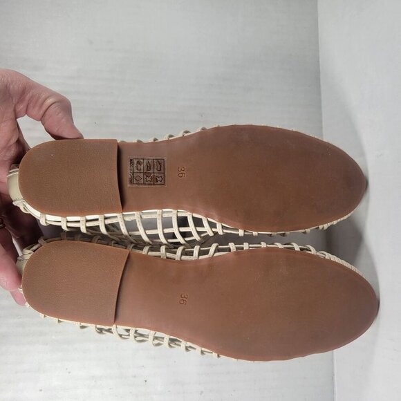 Ruby Label Women Woven Beige Lattice Mary Jane Flats Size 36 US 5/5.5 - Picture 6 of 8